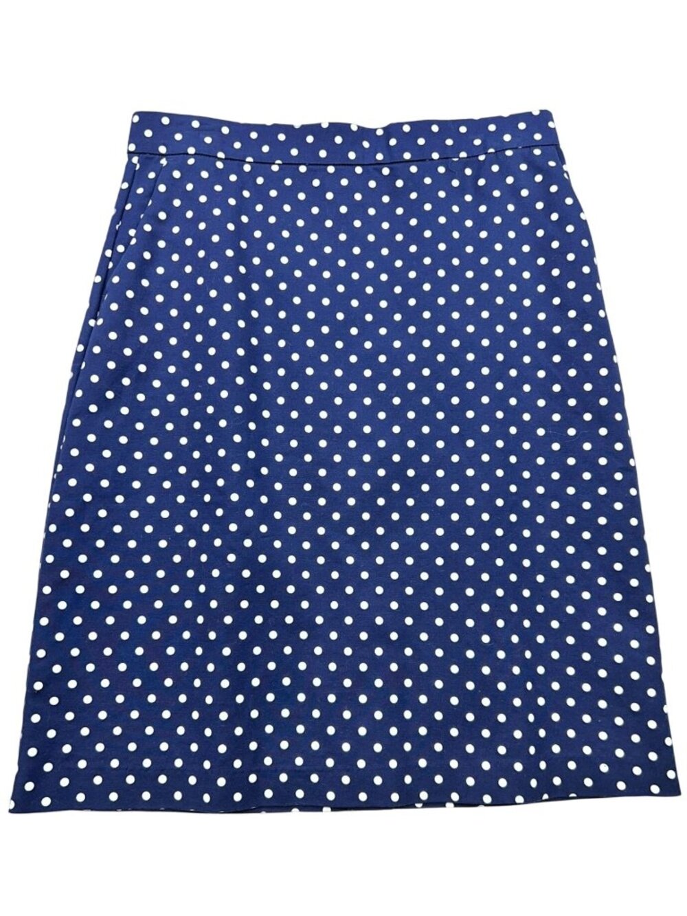 Chadwicks of Boston Women's Pencil Skirt Back Zip Size 6T Navy White Polka Dot